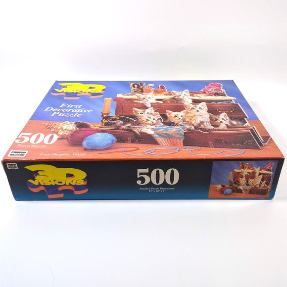 3D Visions 500 Pieces Cats Jigsaw Puzzle The First Decorative Puzzle New Sealed - Picture 2 of 5